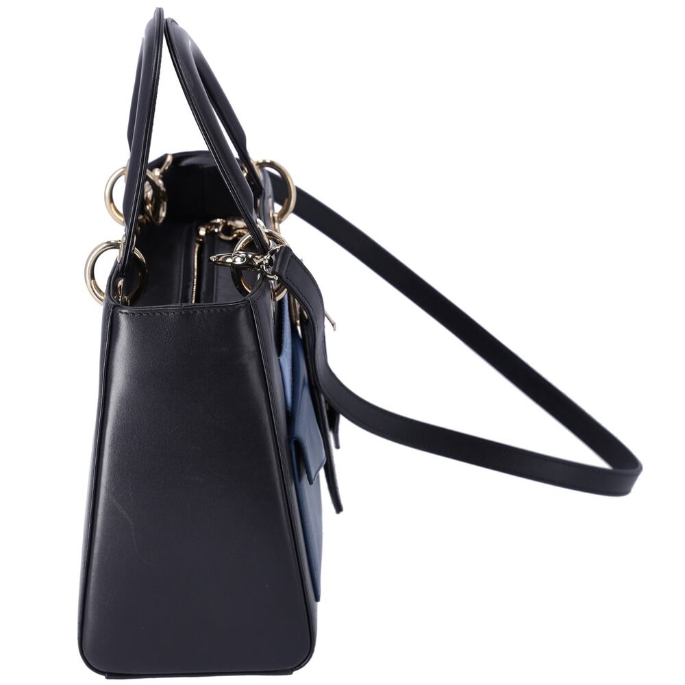 Christian Dior Lady Dior Medium Bag Handbag Black Blue Calf Skin - Picture 4 of 10